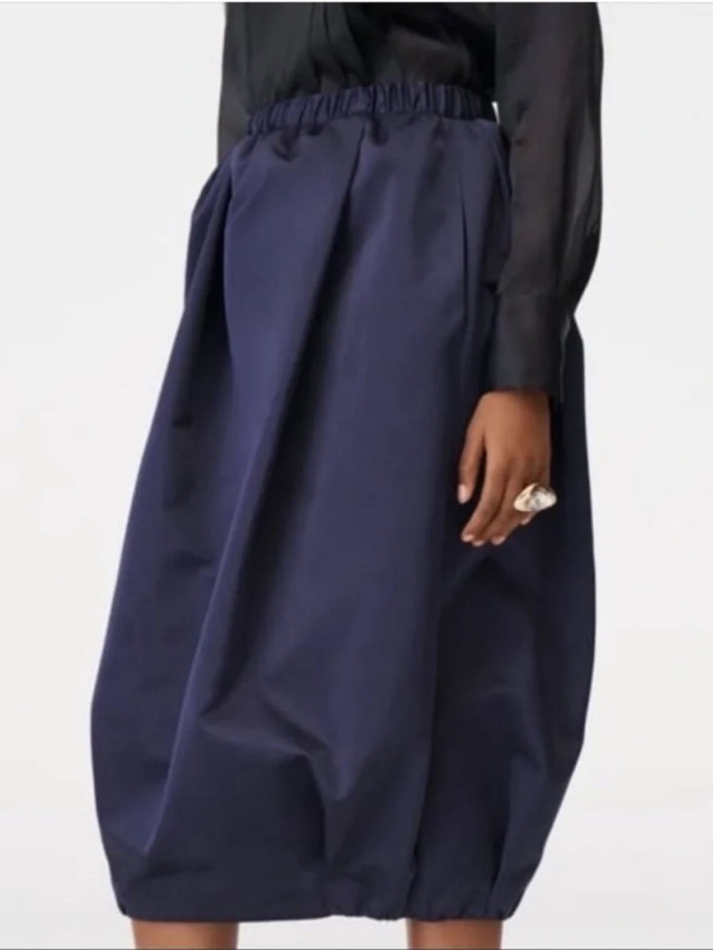 Zara Collection 14 A/W 2023 Taffeta Women's Navy Blue Balloon Midi Skirt, L - Picture 4 of 16